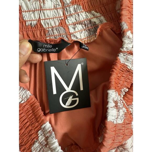 Mlle Gabrielle Coral Floral Button Front Flare Midi Skirt Lined Size XL‎ - Picture 5 of 6